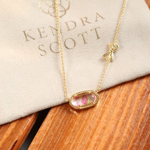 Kendra Scott Elisa Gold Marie Pink Blooming Heirloom Necklace fashion - Picture 2 of 3